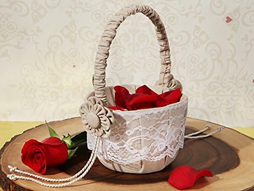Rustic Collection Hessian (Burlap) and Lace Flower Basket