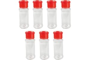 yatguudz 7 Pcs Kitchen Seasoning Jar Plastic Clear Salt Pepper Shaker Salt and Pepper Pots for Home, Camping, Picnics, Lunch Boxes