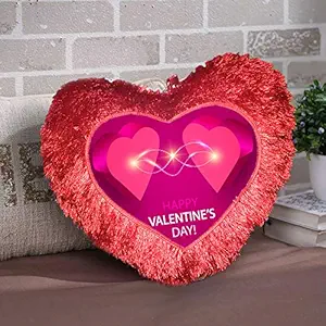 DreamVio Love Heart Shape Valentine's Day Gifts Fur Cushion,Plush Pillow for Gifting on Birthdays,Anniversaries Color - Red (Size- 15x17 inch) Shape 21