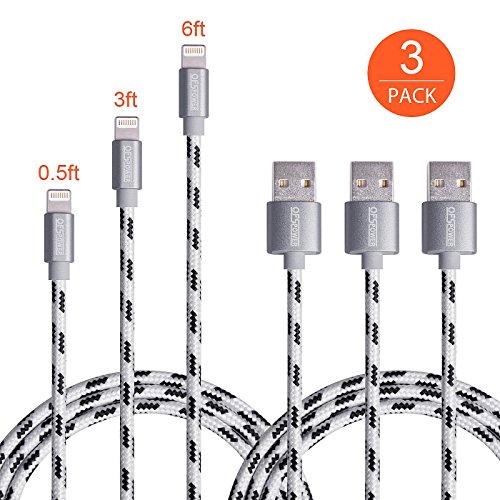 iPhone Kabel, ofspower 3Pack (0.5ft 3ft 6ft) Nylon geflochten 8 Pin USB Synchronisieren und Apple Kabel für iPhone 7, 7plus, 6S, 6S Plus, 6Plus, 6,5s 5 C 5, iPad Mini, Air, iPad5, iPod.