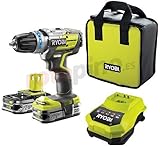 Motor sin escobillas Ryobi One+ Brushless R18PDBL - Taladro percutor sin escobillas de 18V One con 2 baterías de 2,5 Ah e inlcuye cargador y maletín