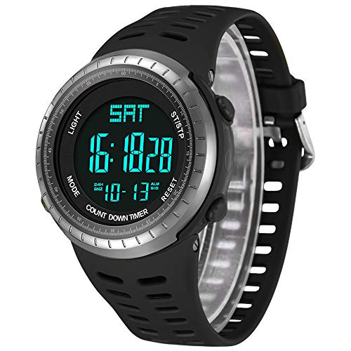Reloj de Pulsera Digital Deportivo Hombre para Actividades Al Aire Libre, LED Luz de Fondo Relojes Electrónicos Resistente Al Agua , Cronógrafo