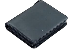 Alassio 30006 segregator A5 LUINO, teczka biznesowa z imitacji skóry FINEtouch, teczka z mechanizmem pierścieniowym, 40 kartek w kratkę, zamek błyskawiczny, teczka biznesowa czarna, notatnik ok. 25 ×