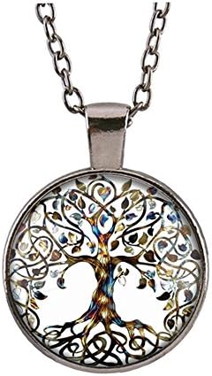 Suxnos Silver Vintage Life Tree Pendant Necklace for Women Men