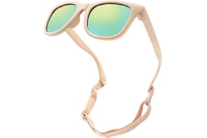 LOJUDI Baby Sonnenbrille Polarisierte mit Riemen Verstellbar Weicher Silikonrahmen für 0-24 Monate