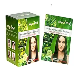Herbal Hair Dye Hair Darkening Shampoo Instant Black In 5 Minutes Pack of 10 Sachets maxxpro black hair shampoo