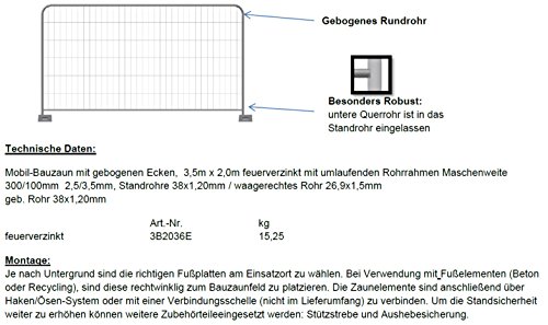 Preisvergleich Produktbild Bauzaun Round Economy inkl. Betonstein und Verbinder 20er Set