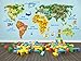 MAP of the WORLD – LARGE - Wall sticker – Wall Art – For Children, Kids, bedroom, Kitchen, Office, Playroom – High Quality Vinyl hand printed