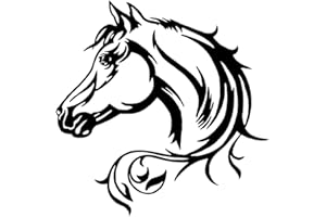 Wasserdichter Pferdekopf-Aufkleber, Asudaro 2Stück Pferd Silhouette Auto Aufkleber 3D Tier Stil Aufkleber für Laptop Telefon Zubehör Helm Auto Fenster Tasse Tür Wanddekoration 19,5x19,5cm,Schwarz