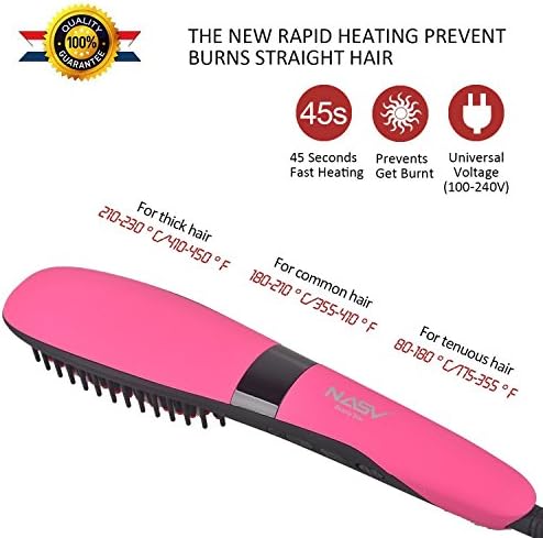 NASV Hair Straightener Brush Electric Heating for Thicker/Curls/ Common/Thin /Soft Hair Heat Up-Quickly and Easy Safe Use
