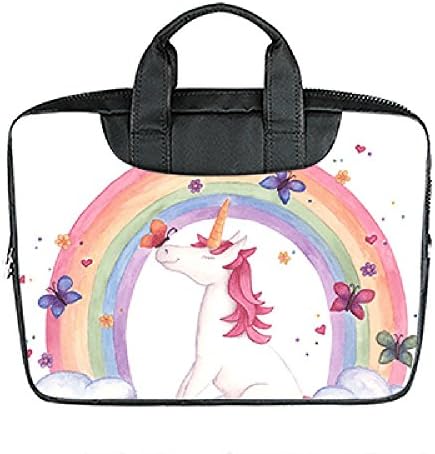Custom 13.4 Inch Laptop Bag For Macbook Air,Multi-functional Portable Thin Light Laptop Shoulder Bag Briefcase Diy Unicorn Design