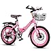 Produktbild Grimk Mädchenfahrrad 18 Zoll Kinderfahrrad Mädchen-Fahrrad Sport Bike Kinder Jungen Mädchen Citybike Klappfahrrad 6 Gang-schaltung Aluminium,Pink,18inches