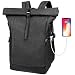 Produktbild Laptop Rucksack Damen Herren, Roll Top Rucksack mit USB Anschluss für 15.6 Zoll Laptop Notebook, Anti-Diebstahl Business Daypack wasserabweisend Schulrucksack (schwarz)