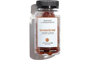 Madame La Présidente - Monsieur - Compléments Alimentaires Barbe et Cheveux pour Homme - Accélère la Pousse - Tous Types de Cheveux - Gummies Vegan - Zinc, Vitamine B8 et Roquette - 60 Gummies