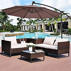 GJR-Zheyangpeng Parasol Suspendu Solaire Banana Cantilever de 3M pour extérieur, Patio, Parasol (Bronzage)
