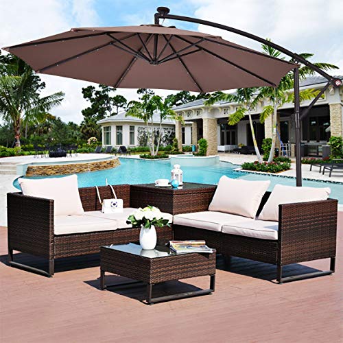 GJR-Zheyangpeng Parasol Suspendu Solaire Banana Cantilever de 3M pour extérieur, Patio, Parasol (Bronzage)