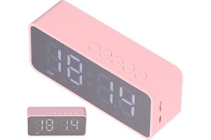 SORANDY Reloj Despertador Digital Multifuncional G50, Radio Despertador inalámbrico con Pantalla grande, Altavoz BT con Cargador USB, Reloj Despertador con Carga para Reproductor MP3 para Oficina(Rosado)