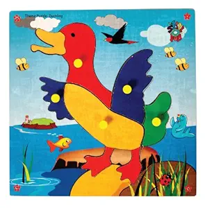 Skillofun Wooden Theme Puzzle Standard Duckling Knobs, Multi Color