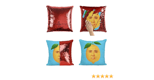 nicolas cage sequin pillow amazon
