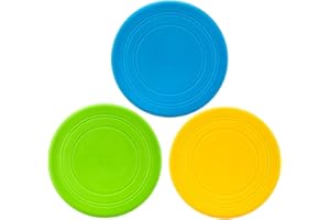 JchEnye 3 Packs Frisbees pour Chiens, Jouets Frisbee en Caoutchouc, Frisbee Rond Non Toxique, pour Petits Chiens