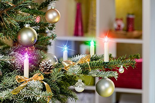 Preisvergleich Produktbild Premium LED Weihnachtskerzen / mit optionalem RGB Farbwechsel / Fernbedienung / Batterien / Zubehör / IP44 / kabellose Weihnachtsbaumbeleuchtung (60er Set Elfenbein / Creme)