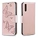 Produktbild Galaxy A50 Hülle, DENDICO Premium Leder Flip Handyhülle für Samsung Galaxy A50, Schmetterling Brieftasche Hülle mit Kartenfach - Rose Gold