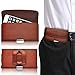 Price comparison product image (Brown horizontal belt) ) OPPO R7 Plus Case (PU) Leather Belt Clip Pouch Case Flip Cover Holster With Magnetic Button + aluminium earphones By i-Tronixs