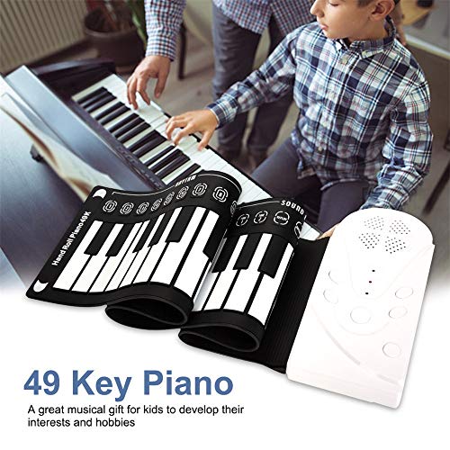Wenzhihua Tastiera Portatile in plastica Morbida con Tastiera in Gomma siliconica per Pianoforte Giocattolo per Bambini (Colore : Bianca)