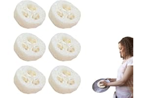 HOTMNTY Natur Luffa Schwamm Seifenkissen, Seifenhalter, 6 Stück Seifenschoner, Seifenschale Zubehör für Dusche Bad Küche Arbeitsplatte, Luffaschwamm als Seifenschoner, aus 100% Luffa, Weiß