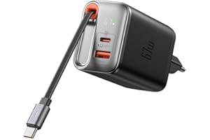 MCDODO Caricatore USB C da 67W, Alimentatore USB C GaN Caricatore Veloce 3-Port 67W GaN Caricatore USB C Rapido PD per iPhone 16 15, Samsung, MacBook Pro, Xiaomi, Pixel (con Cavo di Ricarica Retrattile)