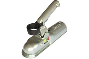 UNITRAILER Attelage Remorque 800 kg 60 mm avec Homologation E4 – Tête d'attelage WW8-B vissée sur Timon Tubulaire – Attache remorque avec Verrouillage Automatique et indicateur d'usure pour remorque bagagère