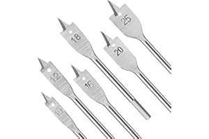 XYZDOUBLE 6 Pièces Mèches Plates Plate Forets Plats pour Bois 10mm 12mm 16mm 18mm 20mm 25mm Mèche à Bois Plate pour Le Travail du Bois Argent