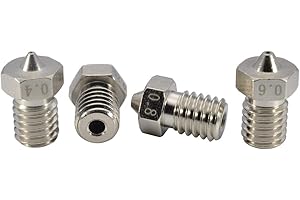 POLISI3D Upgrade-3D-Drucker, vergoldet, verschleißfest, M6-Gewinde, Messing-Düsen-Set für 1,75 mm V6 Hotend Titan Aero Extruder Prusa I3 MK3 MK3S Anycubic I3 Mega 3D-Drucker, 1x0.25+1x0.4+1x0.6+1x0.8