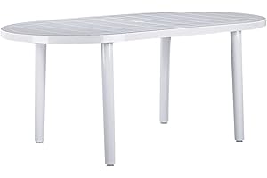 RESOL GRUPO RESOL Brava Mesa de Comedor de Jardín 180x90 Rectangular | 6 Personas | con Agujero para Sombrilla | Protección UV para Uso Exterior en Patio, Terraza o Porche - Color Blanco