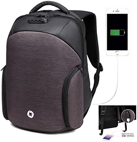 Laptop Backpack 15.6 inch with USB Charging Port &amp; Lock &amp; Rain Cover, Fresion Women Men Anti Theft Rucksack Water Resistant Daypack for College Business Travel Outdoor (Grey)