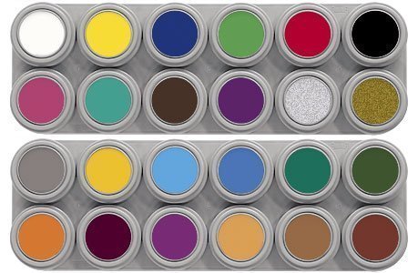 Grimas(R) Palette (24 colours, waterbased) - Standard Colours inc. Gold & Silver
