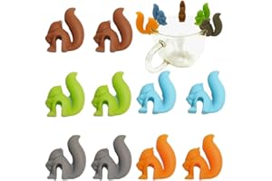 FC'NOQGN Porte-sachets de thé en silicone pour tasses, 10 pièces Porte-sachets de thé écureuil Marqueurs pour boissons Marqueurs pour verre Porte-sachets de thé écureuil pour tasses Mugs Party Supplies