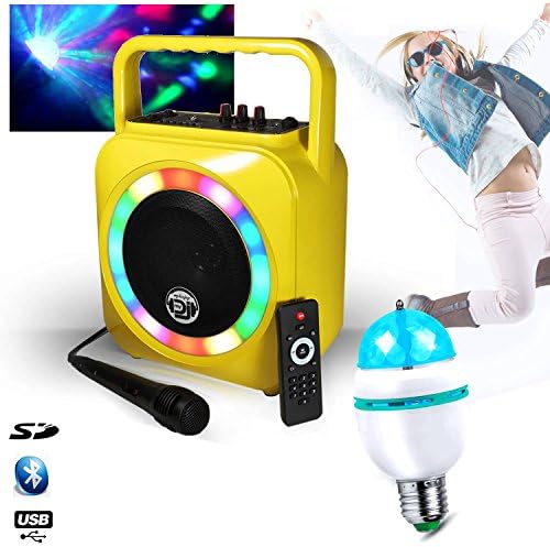 "Yellow Battery Children Party Karaoke Speaker 200 W 8/USB/SD/Bluetooth + Micro + TEL + LED Light Bulb 3 LEDs