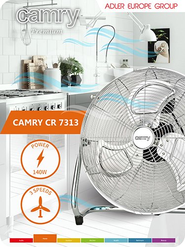 VENTILATOR WINDMACHINE 50cm Luftkühler Klimagerät Ventilator in Chrom Tischventilator 120W 3 verschiedene Geschwindigkeitsstufen STANDVENTILATOR Vollmetall - 5