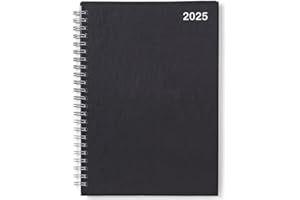MORGAN'S DIRECT A5 2025 Diary Week To View Black Cover With Silver Wiro Binding - Executive Edition