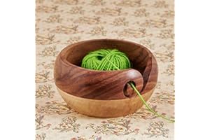EXIMIOUS INDIA Christmas Gifts for Women Knitting Crochet Knit Picker Yarn Bowl - Two Tone Wooden Yarn Bowl 7"X3" Holder, Winder Knitting Accessories and Supplies Large Size Gifts for Women