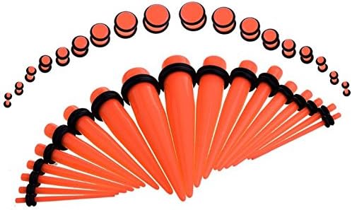 SROVFIDY Ear Stretchers Starter Kit 36PC Taper Kit with Plugs Double O-rings 14G-00G Stretching
