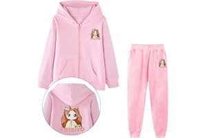 LSHDCER Kinder Mädchen Jogginganzug Trainingsanzug Sweatjacke & Sweathose Outfit-Set Bekleidungsset 2tlg Sportanzug