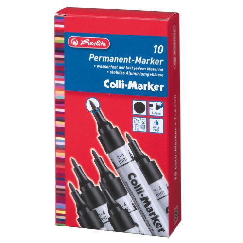 Herlitz 8860603 Colli Marker 1-4 mm schwarz 10 Stück wasserfest, permanent - 3