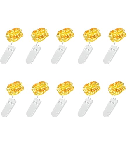 Stringa Luci LED a Batteria, 1M 10 LED Lampada a Fili di Rame Impermeabile Micro Catena Luminos per Interni e Esterni, Natalizi, Feste, Matrimonio, Casa, Giardino Decorazione, Bianco freddo (8 PCS