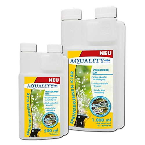 AQUALITY Springbrunnen-Klar 1.000 ml (Verhindert bei besatzlosen Wasseranlagen die Bildung von Kalk, Algen, Schleim und Bakterien – Eignet sich besonders als Brunnenreiniger in Zier-, Zimmer-, Garten & Springbrunnen (auch Marmor-Brunnen), Wassertrögen, Fontainen, Regentonnen sowie Nebler und Luftbefeuchter im Innen- und Außenbereich) - 3