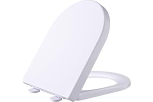 JOYYKO Toilettendeckel mit Absenkautomatik - Premium WC Sitz mit Absenkautomatik D-Form Weiß Klodeckel mit Absenkautomatik Quick Release Funktion und Softclose Klobrille Einfache Montage bis 150 kg