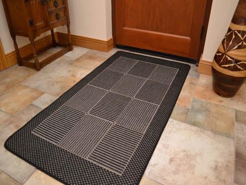 Rustica Flat Weave Rug (Black Grey) (60cm x 110cm (approx 24" x 43")) With A Rubber Back. 7 Sizes Available