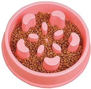 BARK N BITES Interactive Slow Feeder Bowl|Food Feeder Bowl for Small Medium Dog Cat (Pink Color)