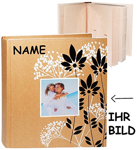 Preisvergleich Produktbild Unbekannt Einsteckalbum / Fotoalbum - Blumenranken & Blüten - incl. Name - Gebunden zum Einstecken - 100 Seiten - groß für bis zu 200 Bilder - 11x16 - Fotobuch / Ph..